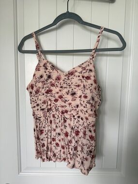 MAURICES Women's Pink Floral Spaghetti Strap Top